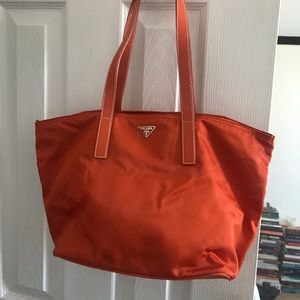 Prada Sport Orange Vela Nylon Tote